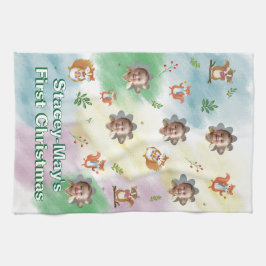 Woodland First Christmas Foto Baby Blanket Geschirrtuch