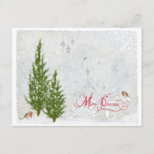 Woodland First Snow Weihnachtskarte Feiertagspostkarte