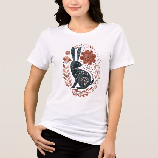 Woodland Floral Bunny Tri-Blend Shirt (Vorderseite)