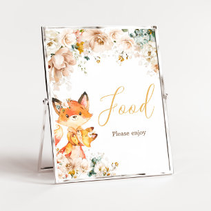 Woodland Floral Fox Baby Dusche Nahrung Poster