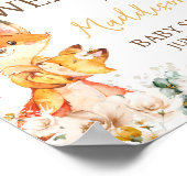 Woodland Floral Fox Babydusche Willkommen Poster (Ecke)