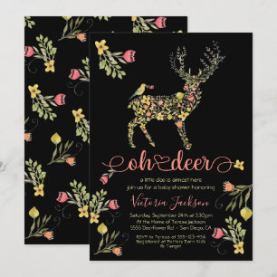 Woodland Floral Oh Deer Baby Dusche Einladung