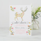 Woodland Floral Oh Deer Baby Dusche Einladung (Stehend Vorderseite)