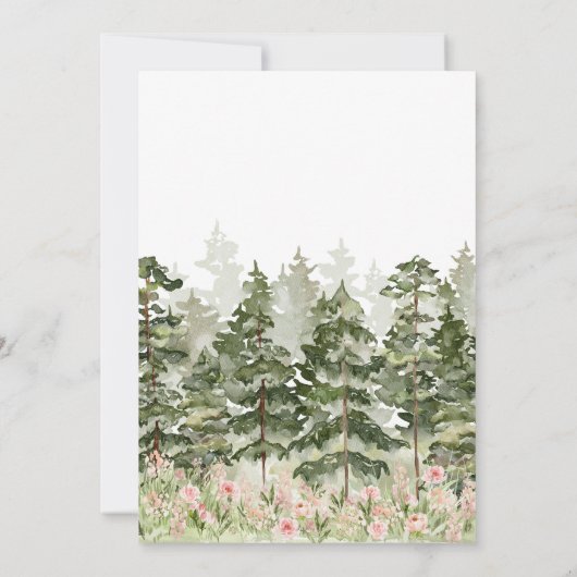 Woodland Floral Wood Slice Baby Dusche Einladung (Rückseite)