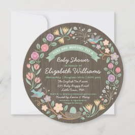 Woodland Floral Wreath Baby Shower Einladung II