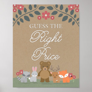 Woodland Florals Baby Dusche Ratschlag Preis Spiel Poster