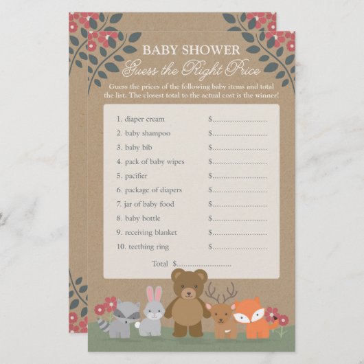 Woodland Florals Babydusche raten zu den richtigen (Vorne/Hinten)