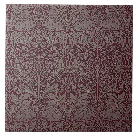 Woodland Foliage Red Rabbit William Morris Muster Fliese (Vorderseite)