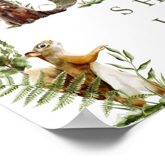 Woodland Forest Animal baby Dusche Begrüßungszeich Poster (Ecke)