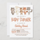 Woodland Forest Animal Baby Dusche Einladung (Vorderseite)