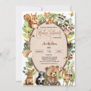 Woodland Forest Animal Baby Dusche Rustikal Niedli Einladung