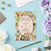 Woodland Forest Animal Baby Dusche Rustikale Veget Acryleinladungen (In Situ (Hochzeit))