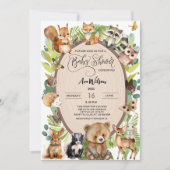 Woodland Forest Animal Baby Dusche Rustikale Veget Einladung (Vorderseite)