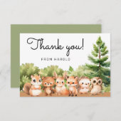 Woodland Forest Animal Friends Boy Baby Dusche Dankeskarte (Vorne/Hinten)