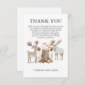 Woodland Forest Animal Twins Kinderdusche Vielen D Dankeskarte (Vorne/Hinten)