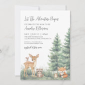 Woodland Forest Animals Adventure Baby Shower Einladung (Vorderseite)