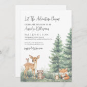 Woodland Forest Animals Adventure Baby Shower Einladung (Vorne/Hinten)