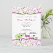 Woodland Forest Animals Baby Dusche GIRL Einladung (Stehend Vorderseite)