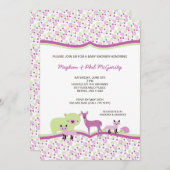 Woodland Forest Animals Baby Dusche GIRL Einladung (Vorne/Hinten)