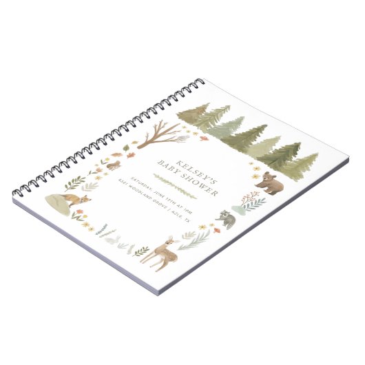 Woodland Forest Animals Baby Showbook Notizblock (Linke Seite)