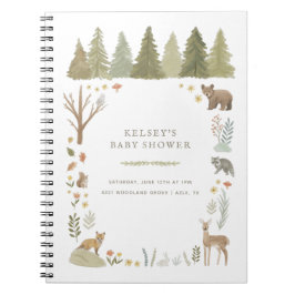 Woodland Forest Animals Baby Showbook Notizblock