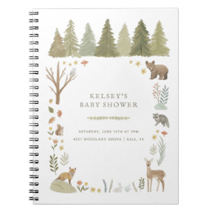 Woodland Forest Animals Baby Showbook Notizblock