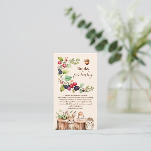 Woodland Forest Animals Baby Showbücher für Baby Begleitkarte (Stehend Vorderseite)