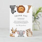 Woodland Forest Animals Baby Shower Dankeskarte (Stehend Vorderseite)