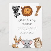 Woodland Forest Animals Baby Shower Dankeskarte (Vorne/Hinten)