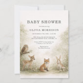 Woodland Forest Animals Baby Shower Einladung (Vorderseite)