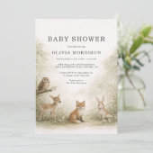 Woodland Forest Animals Baby Shower Einladung (Stehend Vorderseite)