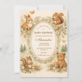 Woodland Forest Animals Baby Shower Einladung (Vorderseite)