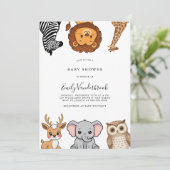 Woodland Forest Animals Baby Shower Einladung (Stehend Vorderseite)