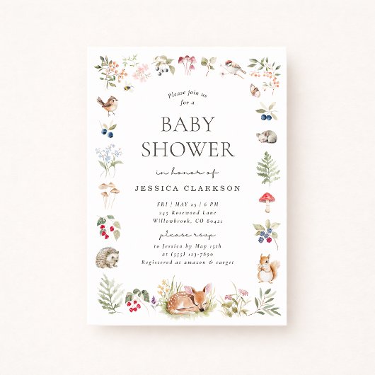 Woodland Forest Animals Baby Shower Invitation Ankündigung