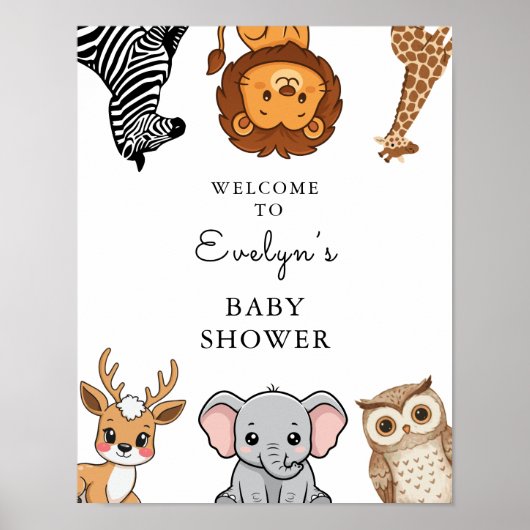 Woodland Forest Animals Baby Shower Poster (Vorne)