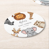 Woodland Forest Animals Baby Shower Runder Pappuntersetzer (Angewinkelt)