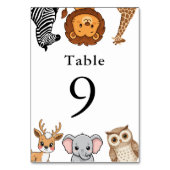 Woodland Forest Animals Baby Shower Tischnummer (Rückseite)