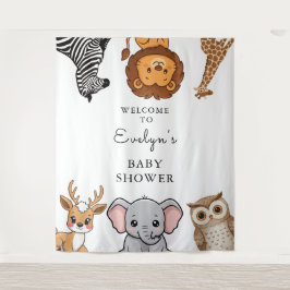 Woodland Forest Animals Baby Shower Wandteppich