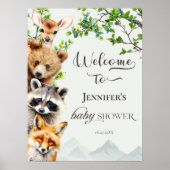 Woodland Forest Animals Baby Shower Welcome Poster (Vorne)