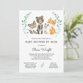 Woodland Forest Animals Baby Showroom by Mail Einladung (Stehend Vorderseite)