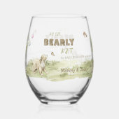 Woodland Forest Animals Bearly Wait Baby Shower Weinglas Ohne Stiel (Vorderseite)