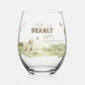 Woodland Forest Animals Bearly Wait Baby Shower Weinglas Ohne Stiel (Rückseite)