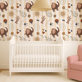 Woodland Forest Animals Boho Baby Nursery Tapete