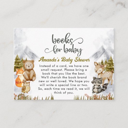 Woodland Forest Animals Books for Baby Shower Begleitkarte (Vorderseite)