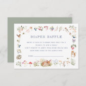 Woodland Forest Animals Diaper Raffle Card Einladung (Vorne/Hinten)