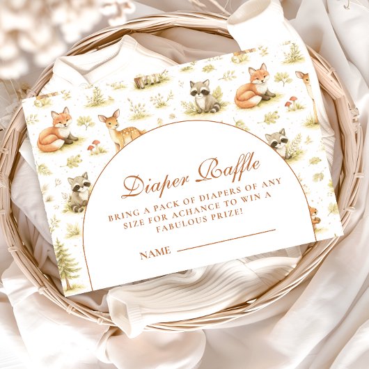 Woodland Forest Animals Diapper Raffle Begleitkarte