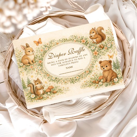 Woodland Forest Animals Diapper Raffle Begleitkarte