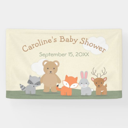 Woodland Forest Animals Kinderdusche Banner (Horizontal)