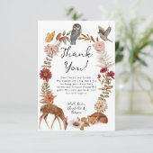 Woodland Forest Animals Kinderdusche Danke Karte (Stehend Vorderseite)