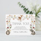 Woodland Forest Animals Kinderdusche Danke Karte (Stehend Vorderseite)